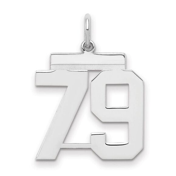 Sterling Silver Athletic Collection Medium Polished Number 79 Pendant
